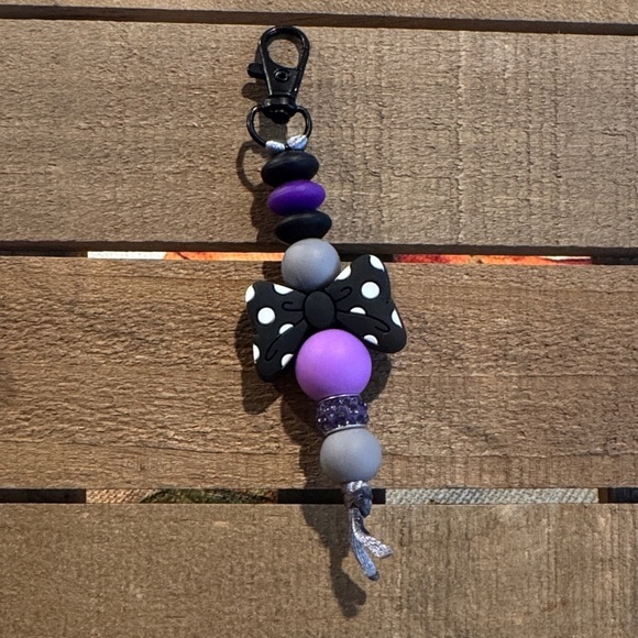 Other - Purple and Black Bow Keychain